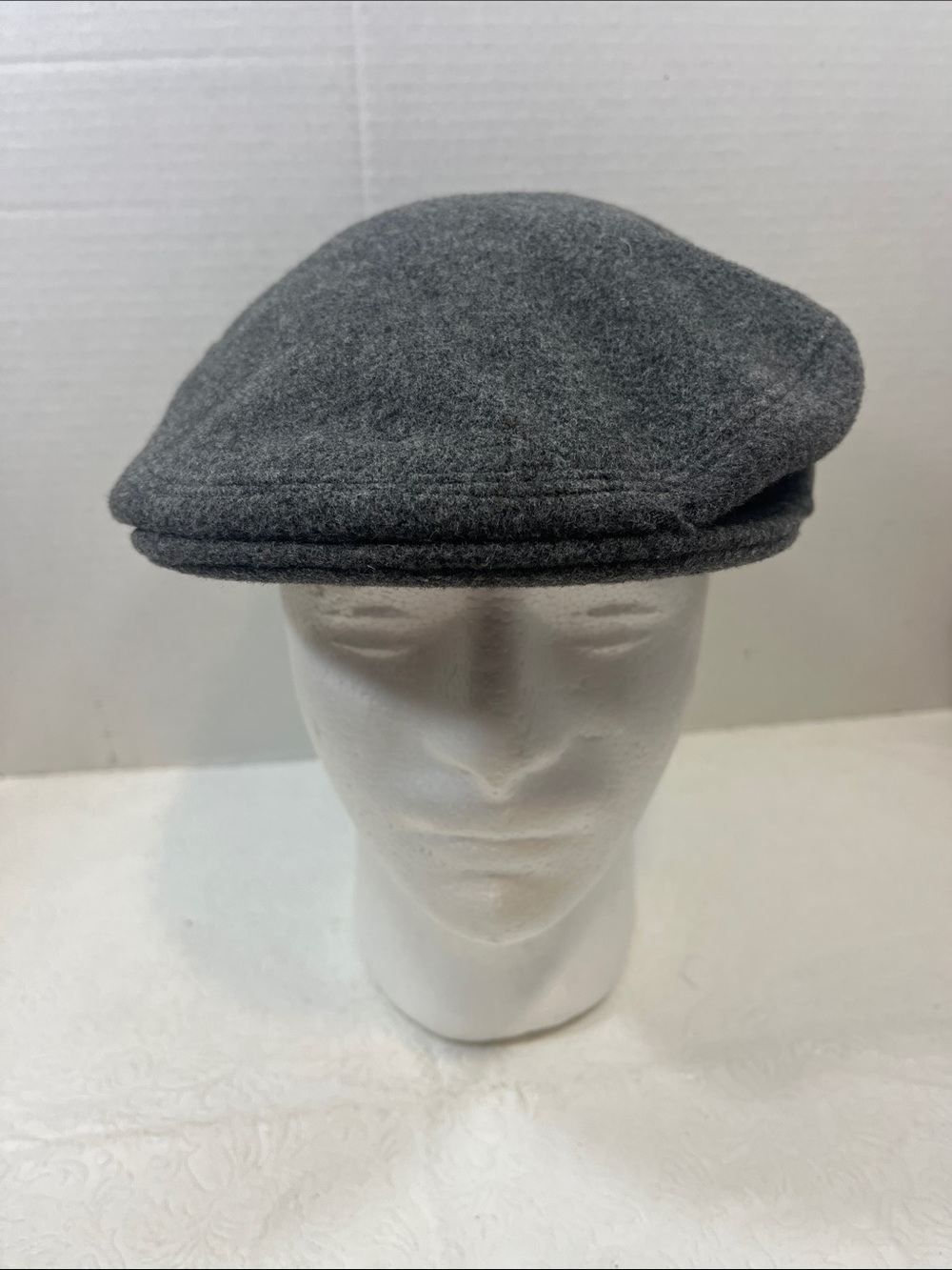 VTG Kangol Gray Wool Cashmere Flat Cabbie Driver Cap Hat Great Britain XL